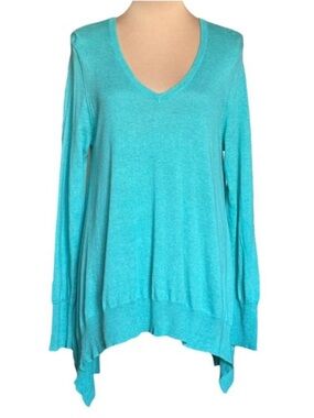 NWOT Acrobat Relaxed Asymmetric Sweater Sz L Cotton Silk Blend Coastal Preppy